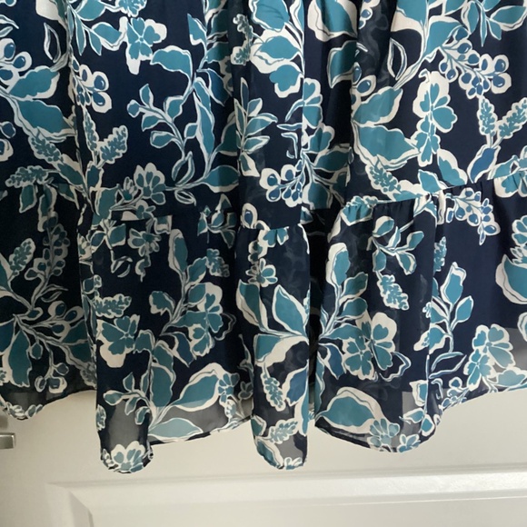 Eliza J Botanical Print Blouson Sleeve Tiered Dress, size 14 - Picture 7 of 11